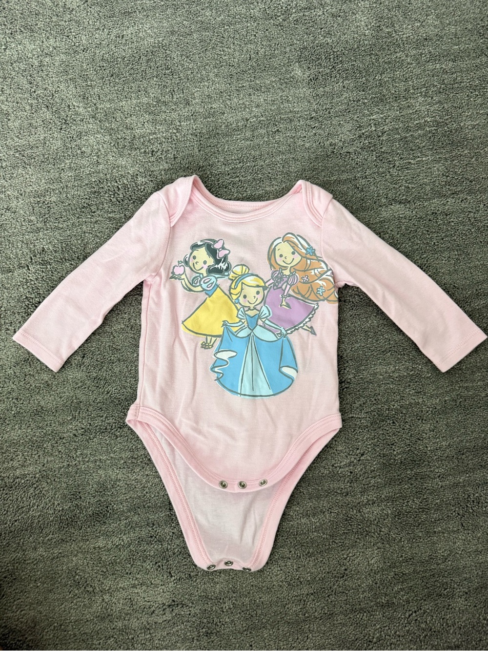 Pink Disney Princess Long-Sleeve Baby One-Piece